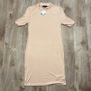 Forever21 Blush Pink Ribbed Short Sleeve Knit Dress